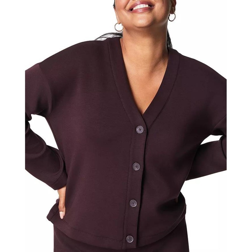 SPANX AirEssentials Cardigan Top Womens Size XL Truffle Brown Stretch